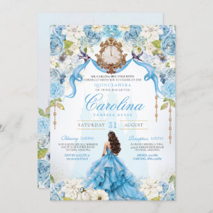 Convite Cinderella Baby Blue Luxury Princesa Quinceanera