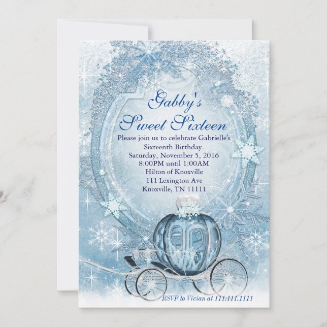 Convite Cinderella Invitation, Cinderella Sweet Dezesseis (Frente)