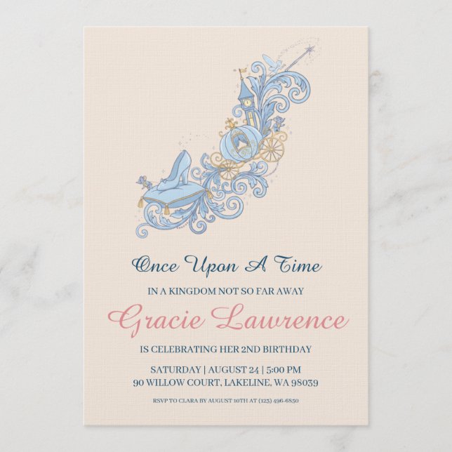 Convite Cinderella princess birthday invitations (Frente)