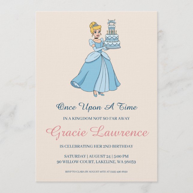 Convite Cinderella princess birthday invitations (Frente)