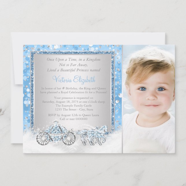 Convite Cinderella Princess Festa de aniversário (Frente)