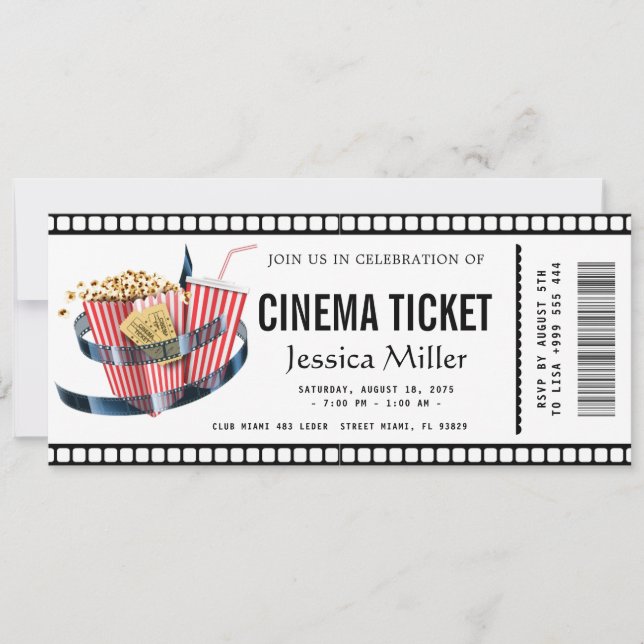 Convite cinema ticket Invitation (Frente)