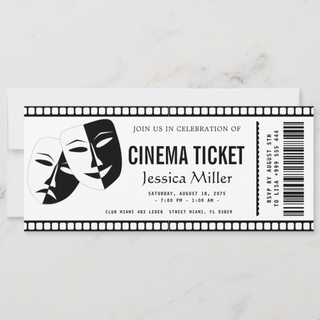 Convite cinema ticket Invitation (Frente)