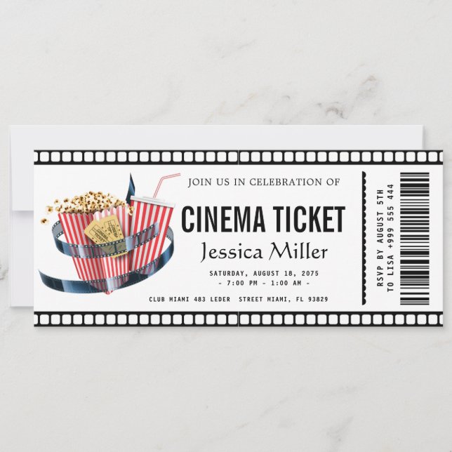 Convite cinema ticket Invitation (Frente)