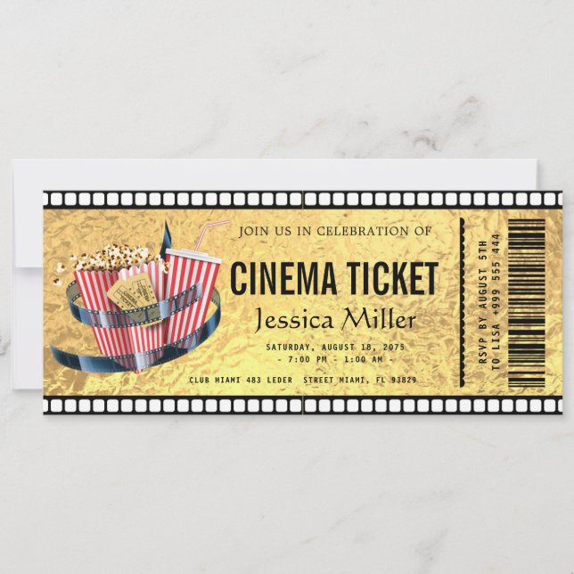 Convite cinema ticket Invitation (Frente)