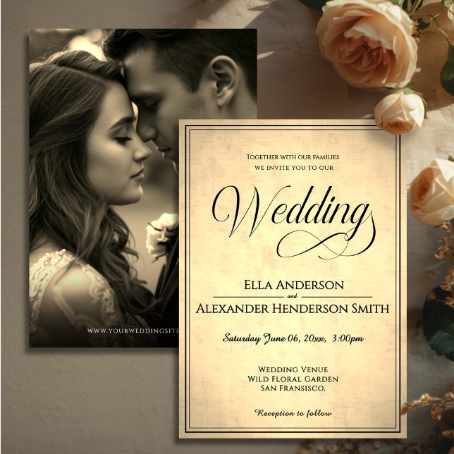 Convite Cinematic Photo Vintage Wedding Invitation  (Cinematic Photo Vintage Wedding Invitation)