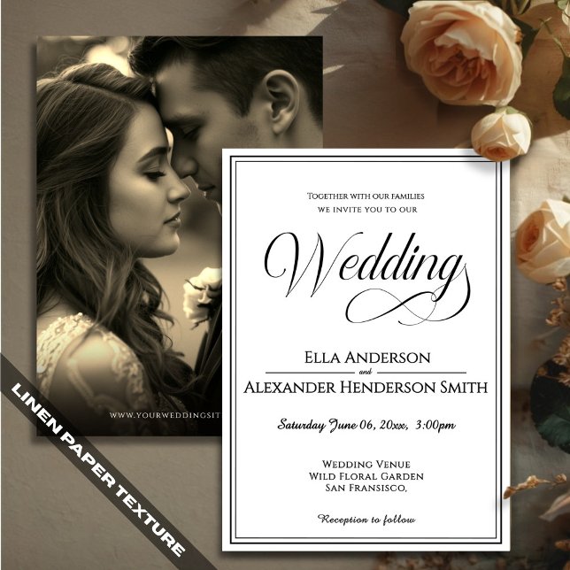 Convite Cinematic Photo Vintage Wedding Invitation (Criador carregado)