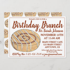 Convite Cinnamon Roll Bun Paery Festa de aniversário Brunc