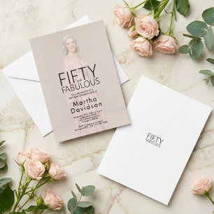 Convite Cinquenta e Chic Glam Fotográfico de Aniversário F