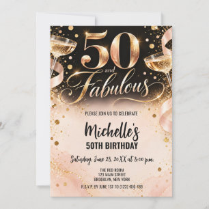 Convite Cinquenta e Fabuloso Aniversário de 50 anos