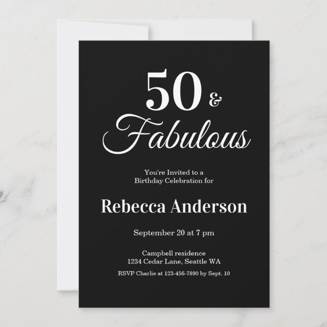 Convite Cinquenta e Fabuloso Aniversário de 50 anos (Frente)
