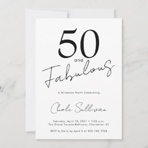Convite Cinquenta e Fabuloso Aniversário de 50 anos