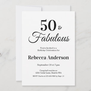 Convite Cinquenta e Fabuloso Aniversário de 50 anos