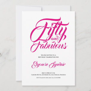 Convite Cinquenta e Fabuloso Aniversário de 50 anos Rosa