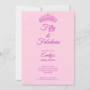 Convite Cinquenta e Fabuloso Coroa Rosa Aniversário