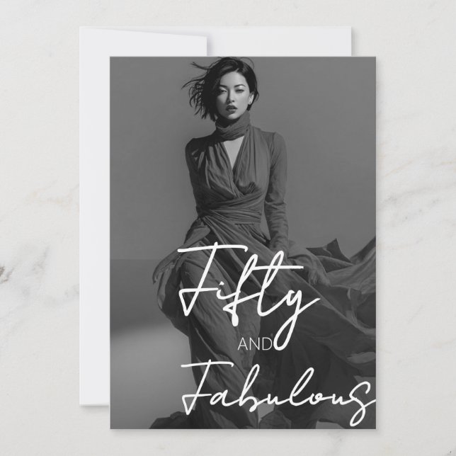 Convite Cinquenta e Fabuloso Foto Aniversário de 50 anos P (Frente)