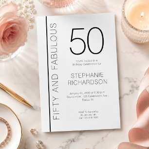 Convite Cinquenta e Fabuloso Moderno Aniversário de 50 Ano