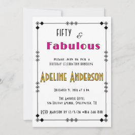 Convite Cinquenta e Fabuloso Ouro Preto Deco Rosa  