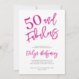 Convite Cinquenta e Fabuloso Rosa Aniversário de 50 anos