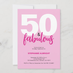Convite Cinquenta e Fabuloso Rosa Bege Partido de Aniversá
