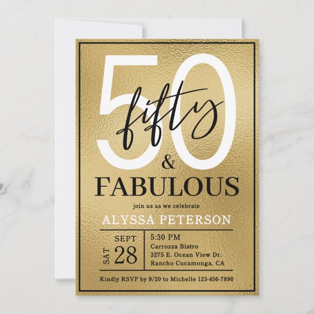 Convite Cinquenta e Fabuloso Script Aniversário de 50 anos (Frente)