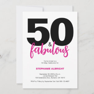 Convite Cinquenta e Fantástico Aniversário de 50 anos Rosa