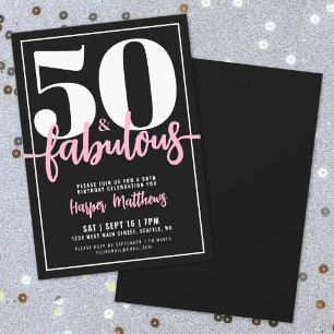 Convite Cinquenta e Fantástico Festa de 50 Anos Moderna