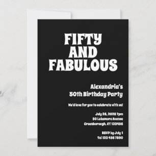 Convite Cinquenta e Fantástico Preto Branco 50º Aniversári