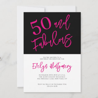 Convite Cinquenta e Fantástico Rosa Preto Aniversário de 5