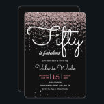 Convite Cinquenta é uma Festa de aniversário rosa fabulosa<br><div class="desc">O brilho rosa elegante cinquenta são convites de aniversário fabulosos. O texto pode ser ajustado,  assim como as cores da fonte e a cor do plano de fundo. Adulto 50º Convite de aniversário. Elementos de brilho falsos.</div>