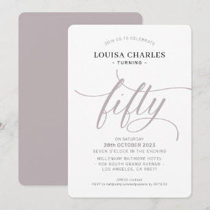 Convite CINQUENTA elegante escritor quântico de aniversá