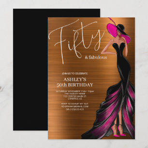 Convite Cinquenta Fantástico Vestido Elegante 50º Aniversá