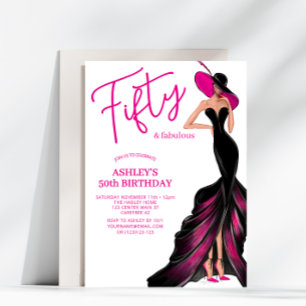 Convite Cinquenta Fantástico Vestido Rosa Aniversário de 5