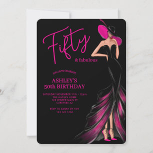 Convite Cinquenta Fantásticos Vestidos Rosa 50º Aniversári