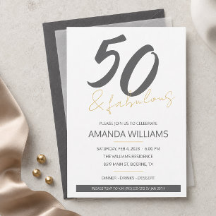Convite Cinquenta Moderna e Fabulosa Aniversário de 50 ano