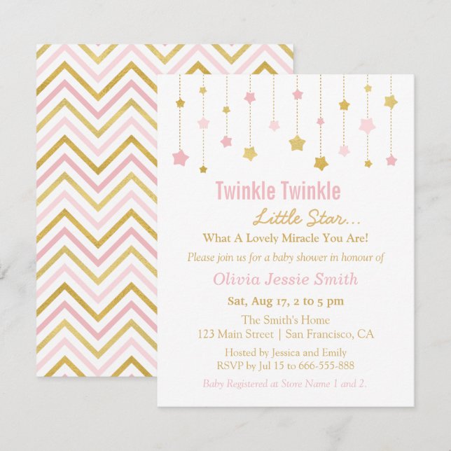 Convite Cintilação cor-de-rosa Dourado da cintilação do (Frente/Verso)