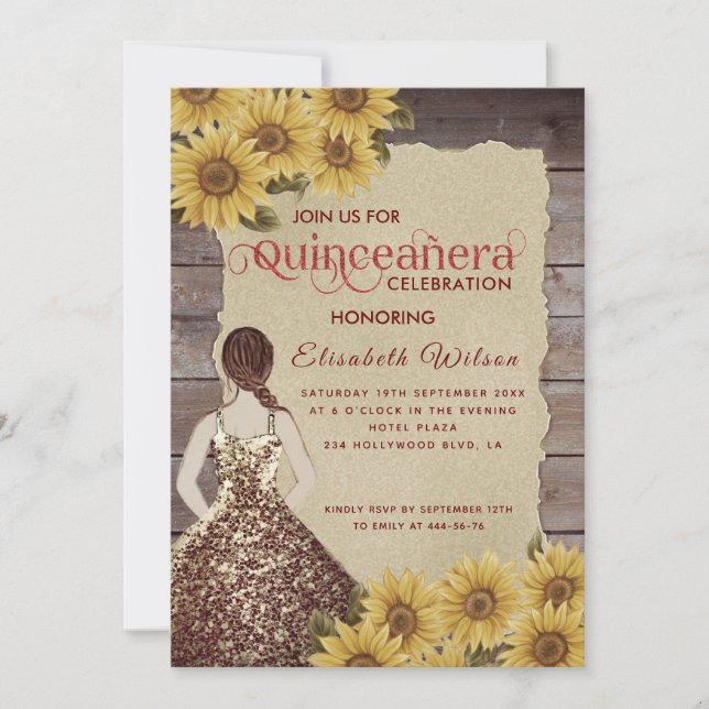 Convite Cinto Cinto Cinto-ñera: papel rasgado (Frente)