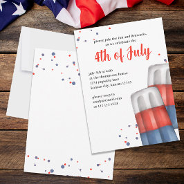 Convite Cinto-d-água Vermelho Branco Azul 4 de julho
