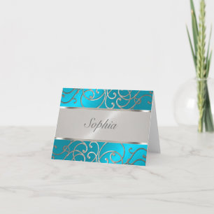Convite Cintos de Prata Azul Quinceanera Turquoise