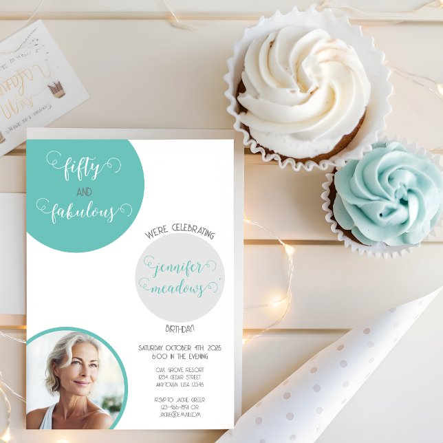 Convite Cinza 50 e aniversário fabuloso (Criador carregado)