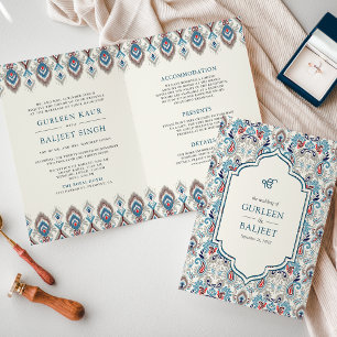 Convite Cinza Azul Ikat Tudo em Um Casamento Anand Karaj S