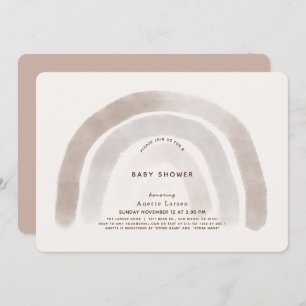 Convite Cinza bege Chá de fraldas arco-íris 