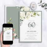 Convite Cinza branca Elegante Floral Verde 60º Aniversário<br><div class="desc">Diga olá ao seu 60º estilo com este maravilhoso Convite de 60º Aniversário da Cinza Branca Verde. Apresentando um belo buquê de flores verdes de cinzas brancas macios e verde botânico, este cartão luxuoso define o tom perfeito para sua celebração especial. A elegante caligrafia escrita à mão oferece sofisticação e...</div>