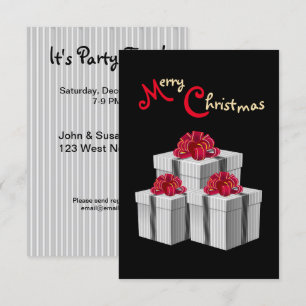 Convite Cinza branco Pinstripe Arco vermelho presente em p