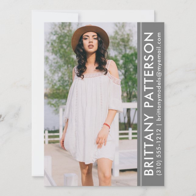 Convite Cinza da placa Comp Pro Foto do Ator Modelo (Frente)