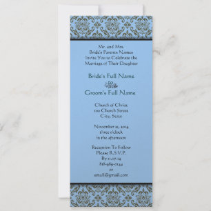 Convite Cinza Damask On Aqua Blue Weditation