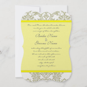 Convite Cinza Damask Swirls Bight Yellow Weditation