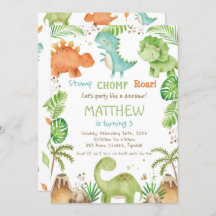 Cinza de Aquarelas Dinossauros Greenery Boy Aniver