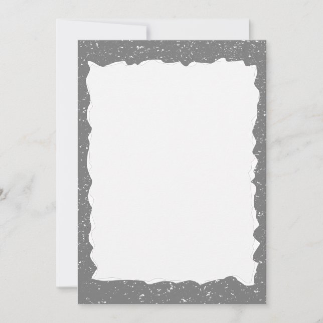 Convite Cinza de Borda Personalizada de Papel Despedaçado  (Frente)
