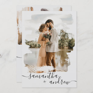 Convite Cinza de bruxaria moderno 2 fotos casamento